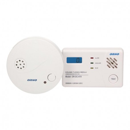 Battery operated carbon monoxide and smoke detector set set consist of carbon monoxide detector OR-D