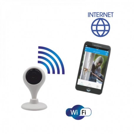 Internal wireless IP camera, mini CCTV colour camera, Connection via WiFi or via home LAN, HD image 