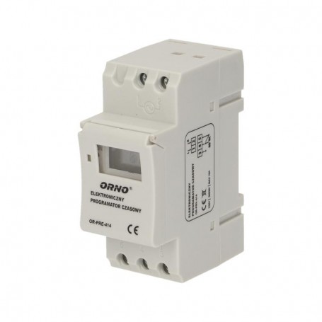 DIN rail digital timer 16 time programs  daily or weekly cycle  12 or 24 hour mode  wyswietlacz LCD