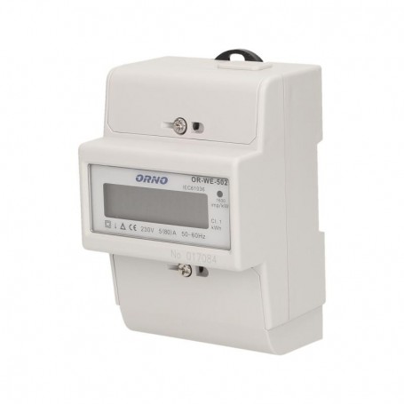 1-phase energy meter, 80A current: 5(80)A  display: LCD  accuracy: 0.1kWh  installation on 35mm DIN 