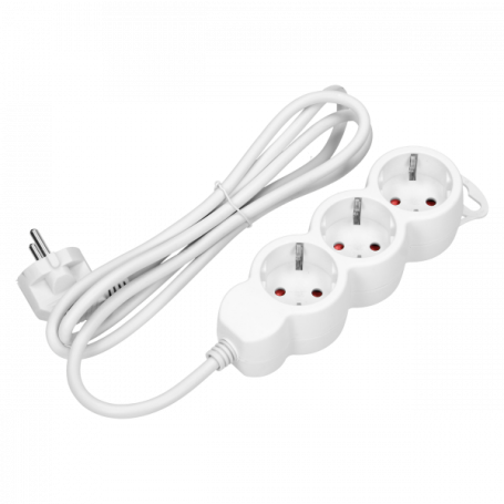 Extension sockets 3x 2P+Z (schuko), 1.5m with a 1.5m cord H05VV-F 3x1.0mm2, Imax10A, white