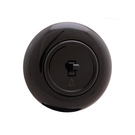 Botão de campainha 'Retro' com espelho e terminais sem parafuso, 10A-250V~, preto