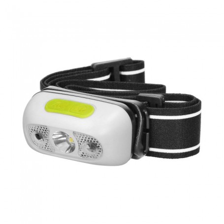 Lanterna de cabeça LED com interruptor touchless e carregador USB, 5W, 230lm, 1200mAh Li-ion, cabeça orientável