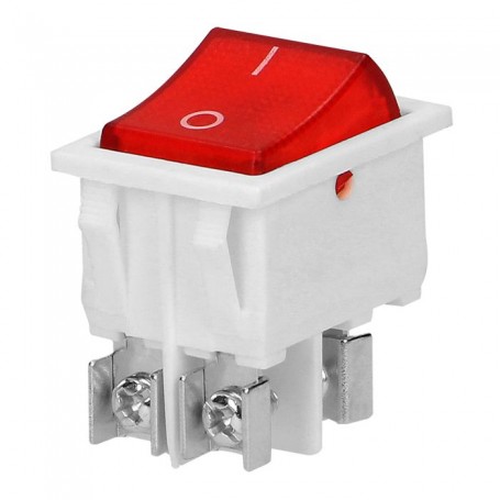 Botão vermelho, caixa branca 30MMX28.5 230V 