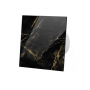 Painel de vidro em mármore preto e dourado