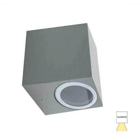 APLIQUE CUBO 1XGU10 CINZA DIM. 67 x 80 x 77mm