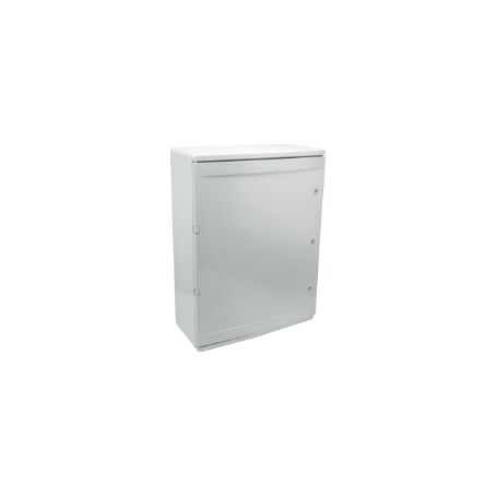 Caixa estanque termoplástica. Porta lisa (opaca). Dimensões externas 600x800x260. Com placa de metal