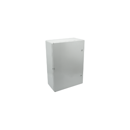 Caixa estanque termoplástica. Porta lisa (opaca). Dimensões externas 500x700x250. Com placa de metal