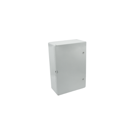 Caixa estanque termoplástica. Porta lisa (opaca). Dimensões externas 400x600x200. Com placa de metal