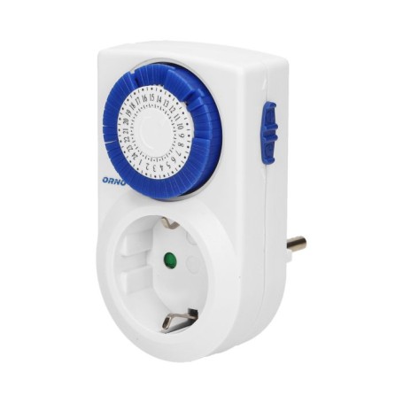 Mini 24 hours mechanical timer, schuko 230V AC/50Hz, rated load: 3500W/16A(2), mode: 24-hour (daily)