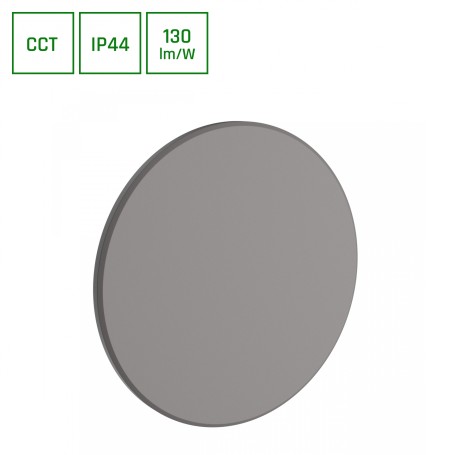 APLIQUE PAREDE PIATTA 12W CCT 230V IP44 180x47MM GRAY ROUND FACADE LAMP