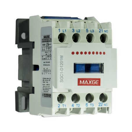 Contactor en corriente alterna SGC1D. 3 P (NO) + 1NC. 11kW - 25A (400VAC/AC3). 230VAC / 50-60Hz