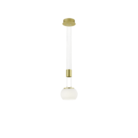 CANDEEIRO PENDENTE MADISON SMD 8W 3000K 900LM GLASS WHITE BRASS MAT