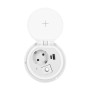 Recessed desk socket, white, schuko Ø8cm with induction charger, 2 USB ports (A, C) for quick chargi