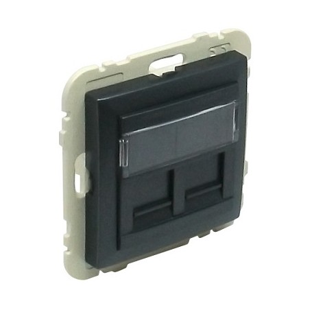 ARO C/MÓD DUPLO P/CONETORES RJ45 PRETO MATE