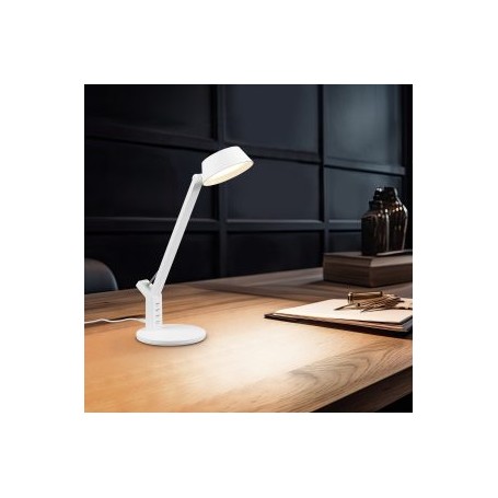 CANDEEIRO MESA AVA LED SMD 5W 600LM PLASTICO BRANCO REGULADOR INTEGRADO COR DE LUZ USB