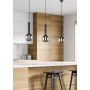 CANDEEIRO SUSPENSO CLAYTON 1XE27 GLASS SMOKE METAL BLACK MAT