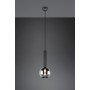 CANDEEIRO SUSPENSO CLAYTON 1XE27 GLASS SMOKE METAL BLACK MAT