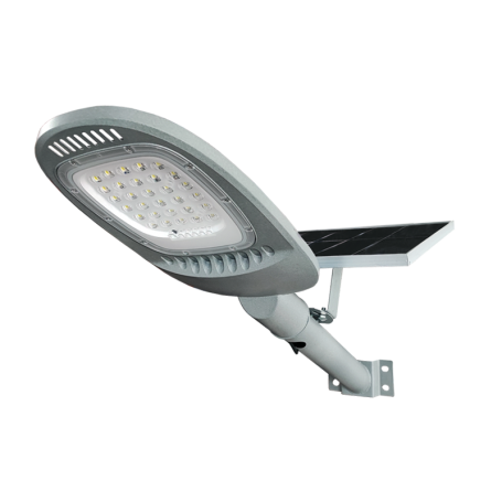 LUMINÁRIA URBANA 200W C/PAINEL SOLAR E POSTE PAREDEREGULAVEL IP65 450X220X75MM