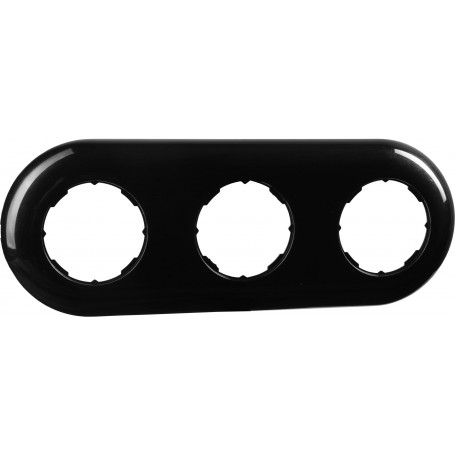 Espelho triplo para interruptores e tomadas Retro para caixa integrada - plástico preto