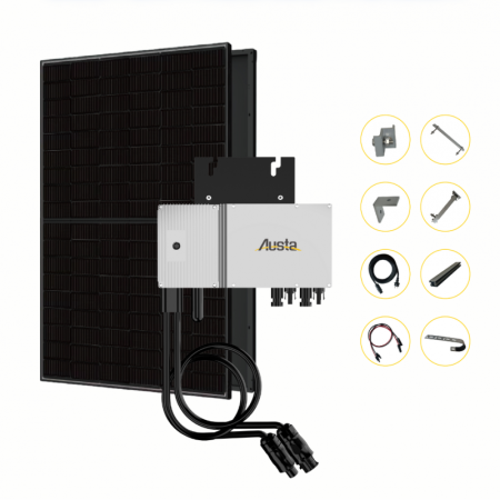 Kit Solar Para Varandas  600W Austa (Microinversor + 2 Paneles Solares Full Black 2X410W )
