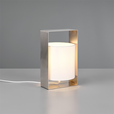 CANDEEIRO DE SECRETARIA PAIL E27 FABRIC WHITE METAL NICKEL MAT 