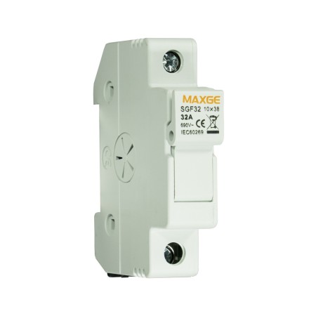 Base/seccionador portafusibles cilíndricos 10x38mm SGF-32.1P. Hasta 32A.