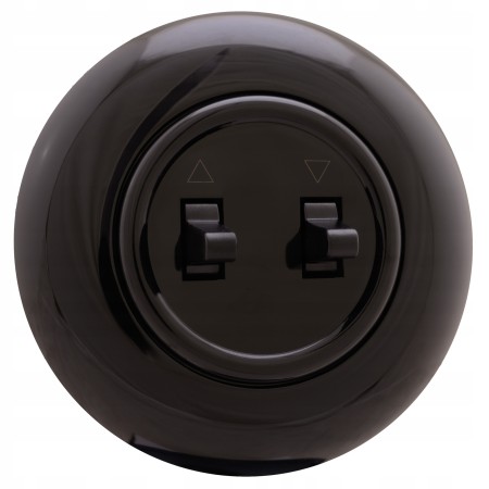 Inversor de persiana 'Retro' com espelho, 10A-250V~, preto Retro  - plástico preto