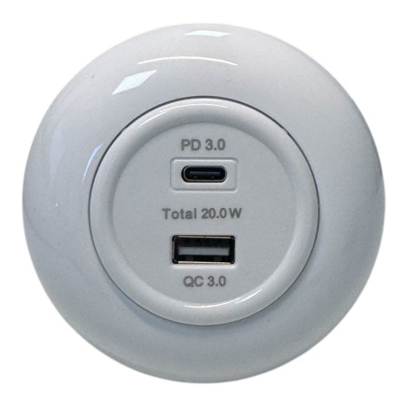 Tomada USB A+C "retro" Branca PD20W