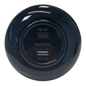 Tomada USB A+C "retro" Preto PD20W