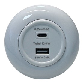 Tomada USB A+C "retro" Branca