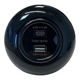 Tomada USB A+C "retro" Preto